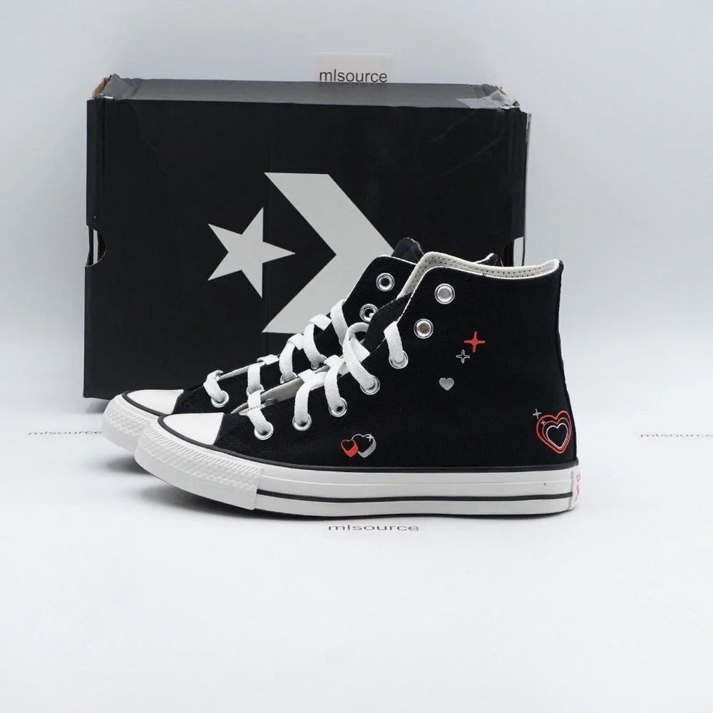 NEW Converse Chuck Taylor All Star High Top Hearts Sneakers A09116C - Picture 2 of 9